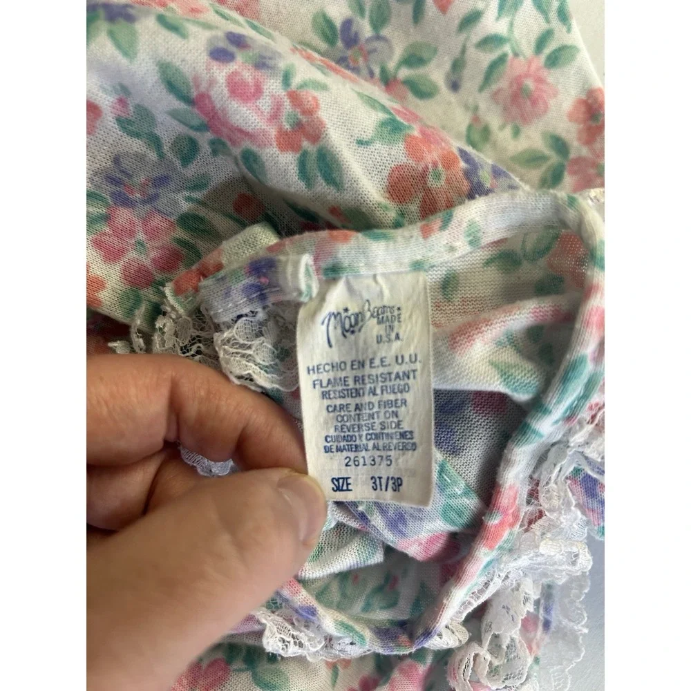 Vintage Moonbeams Made In USA Toddler Floral Nightgown Size 3T